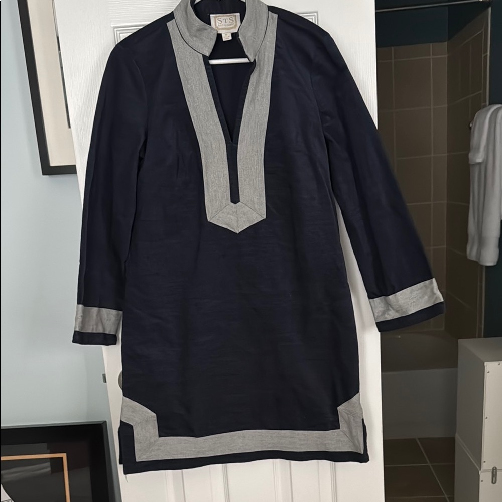 Sail to Sable; Navy and Gray Tunic Dress; GUC; size medium